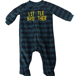 Child of Mine Striped Footie with Yellow Text
